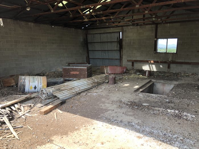 Industrial interior stripped back to structure ahead of a build-out